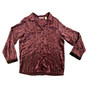 PRIVATE STUDIOS PURPLE/BLACK FLORAL PRINT LONG SLEEVE SHIRT SIZE L